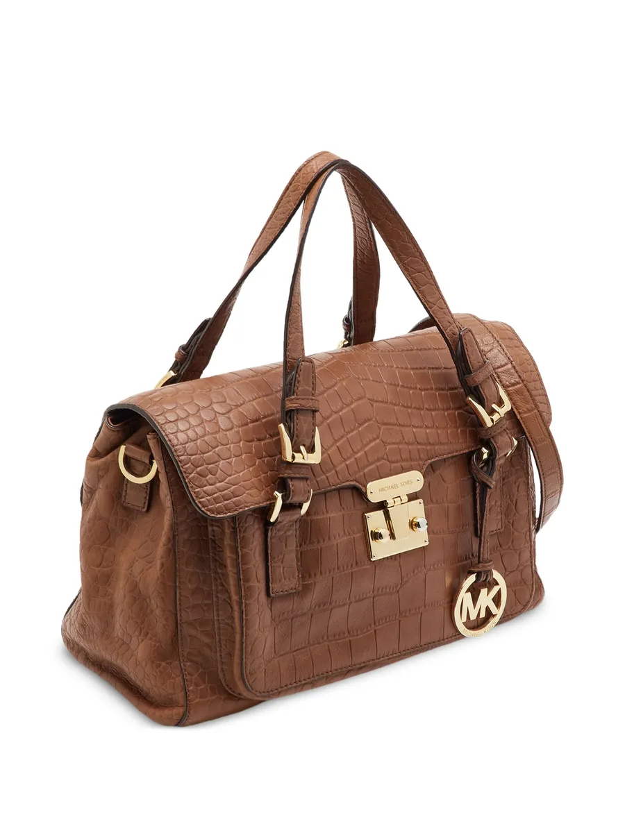 croc-embossed leather tote bag 2