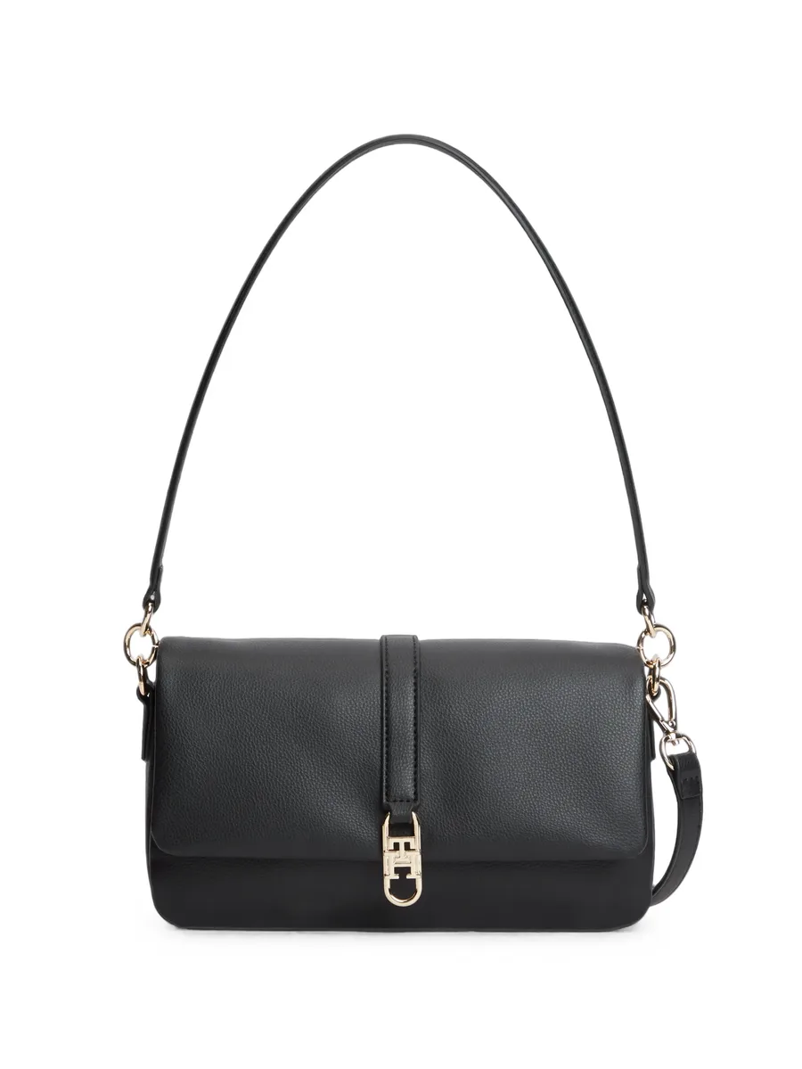 logo-plaque pebbled-effect shoulder bag 1