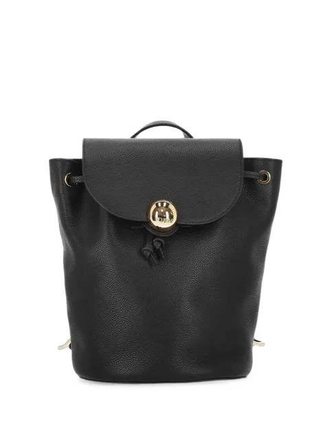 logo-plaque pebbled leather backpack