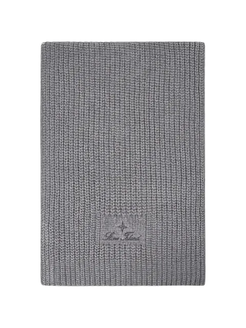 N200001 mouliné-cotton-chenille-knit scarf with archival-script-logo embroidery