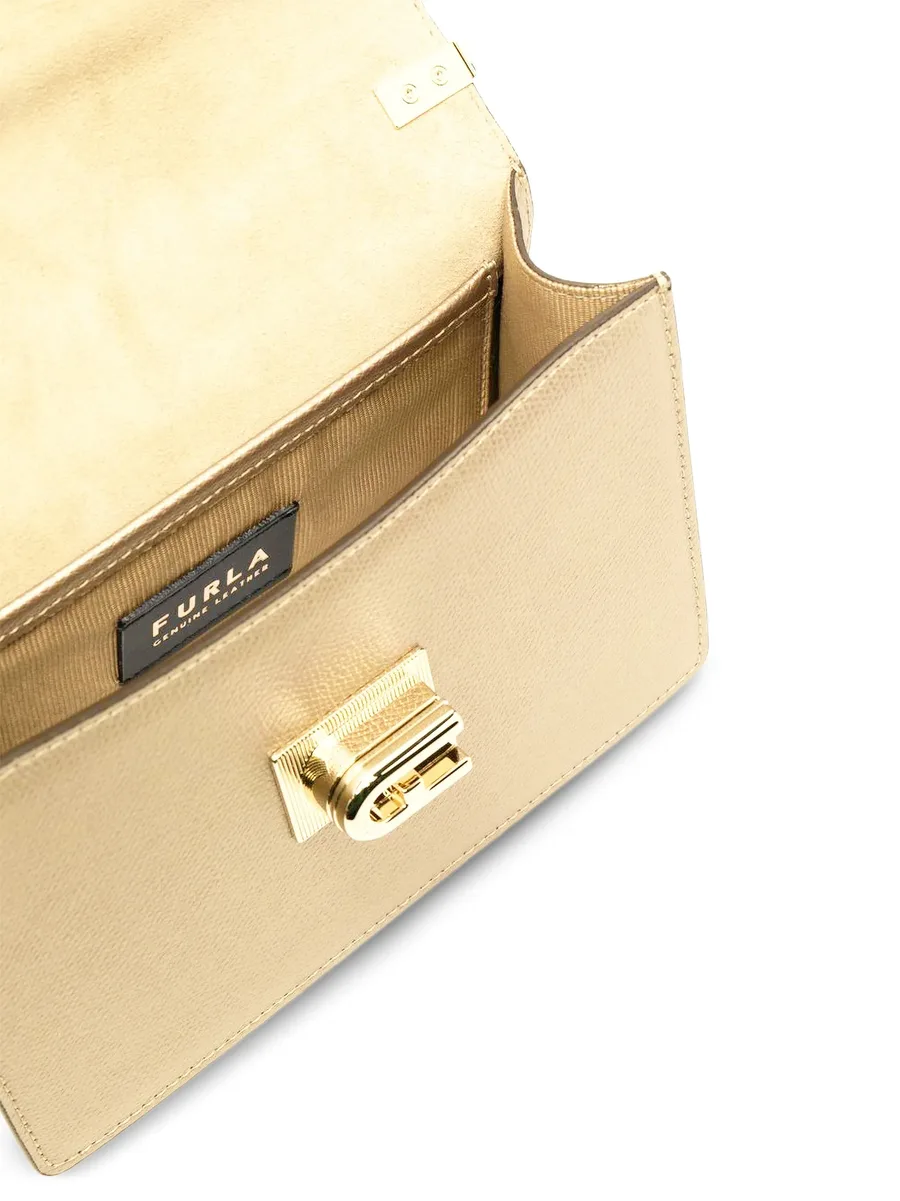 logo-plaque grained leather shoulder bag 4
