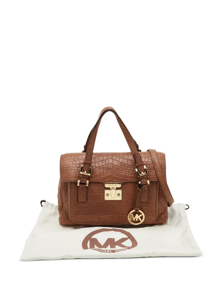 croc-embossed leather tote bag 5