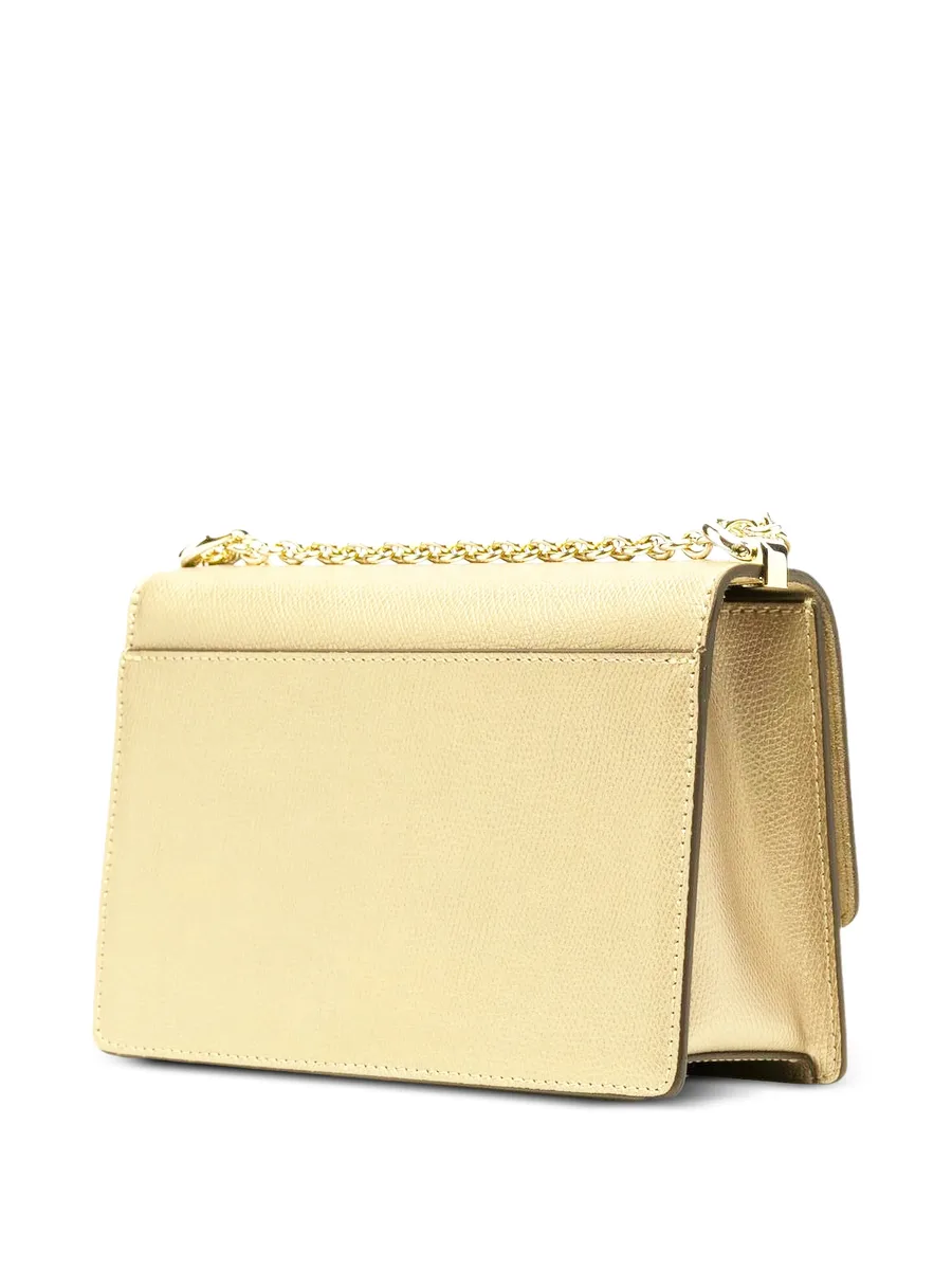logo-plaque grained leather shoulder bag 2