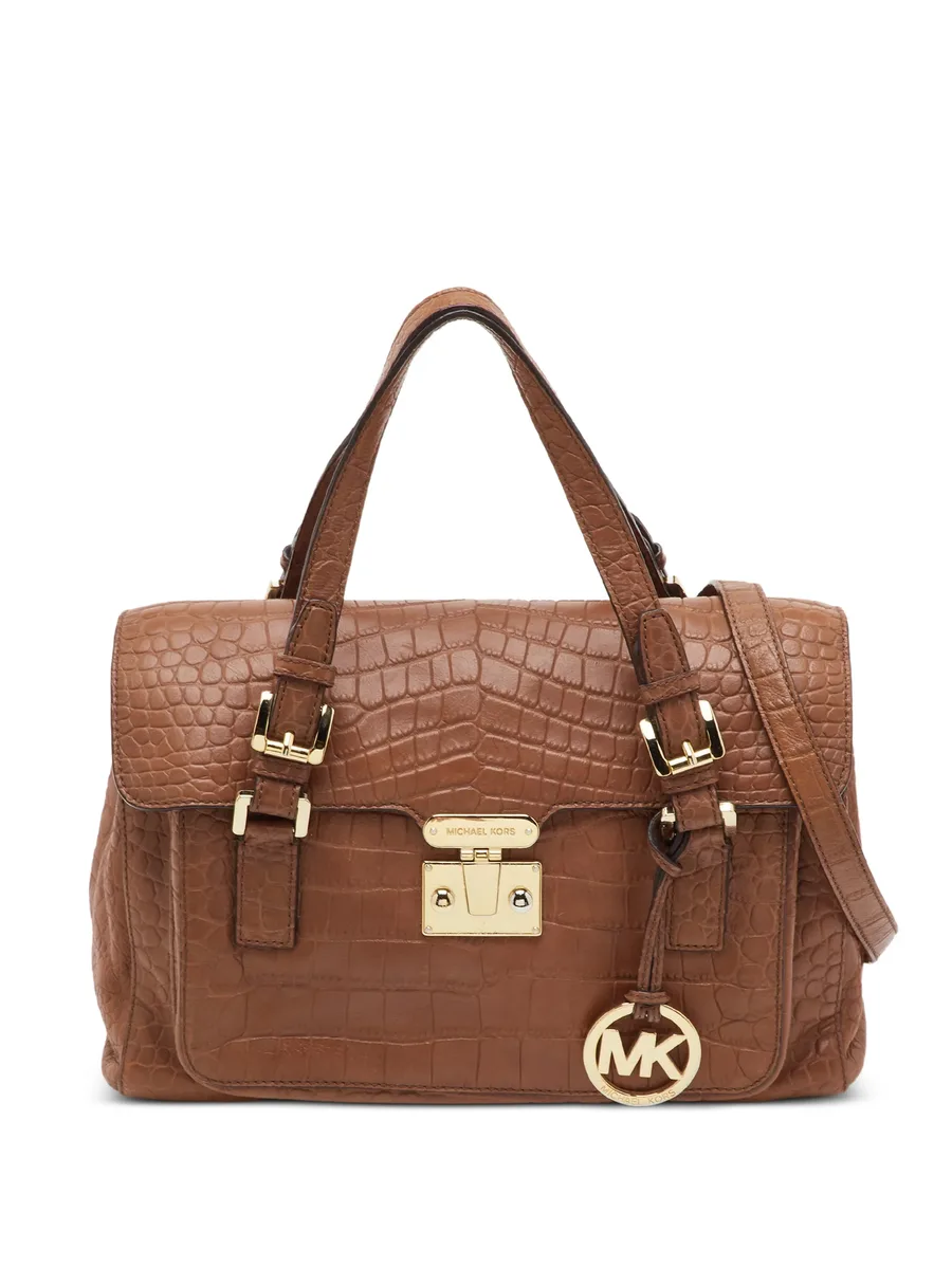 croc-embossed leather tote bag 1