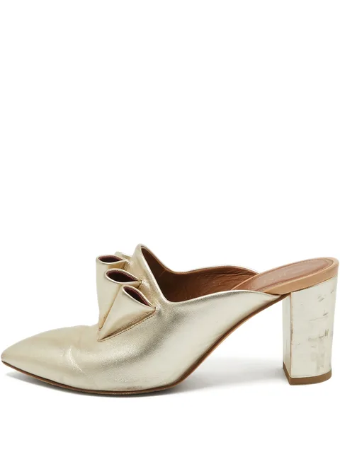 pre-owned 75mm leather mules