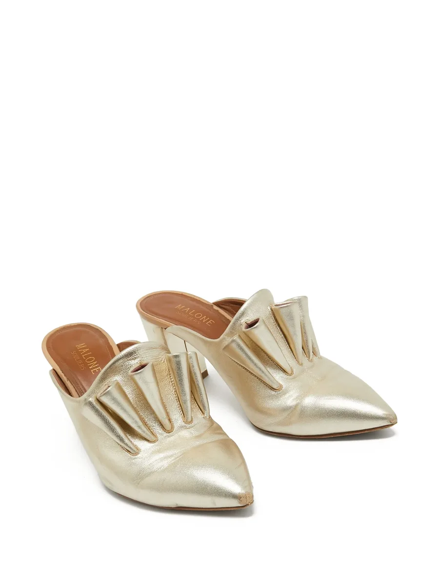 pre-owned 75mm leather mules 8