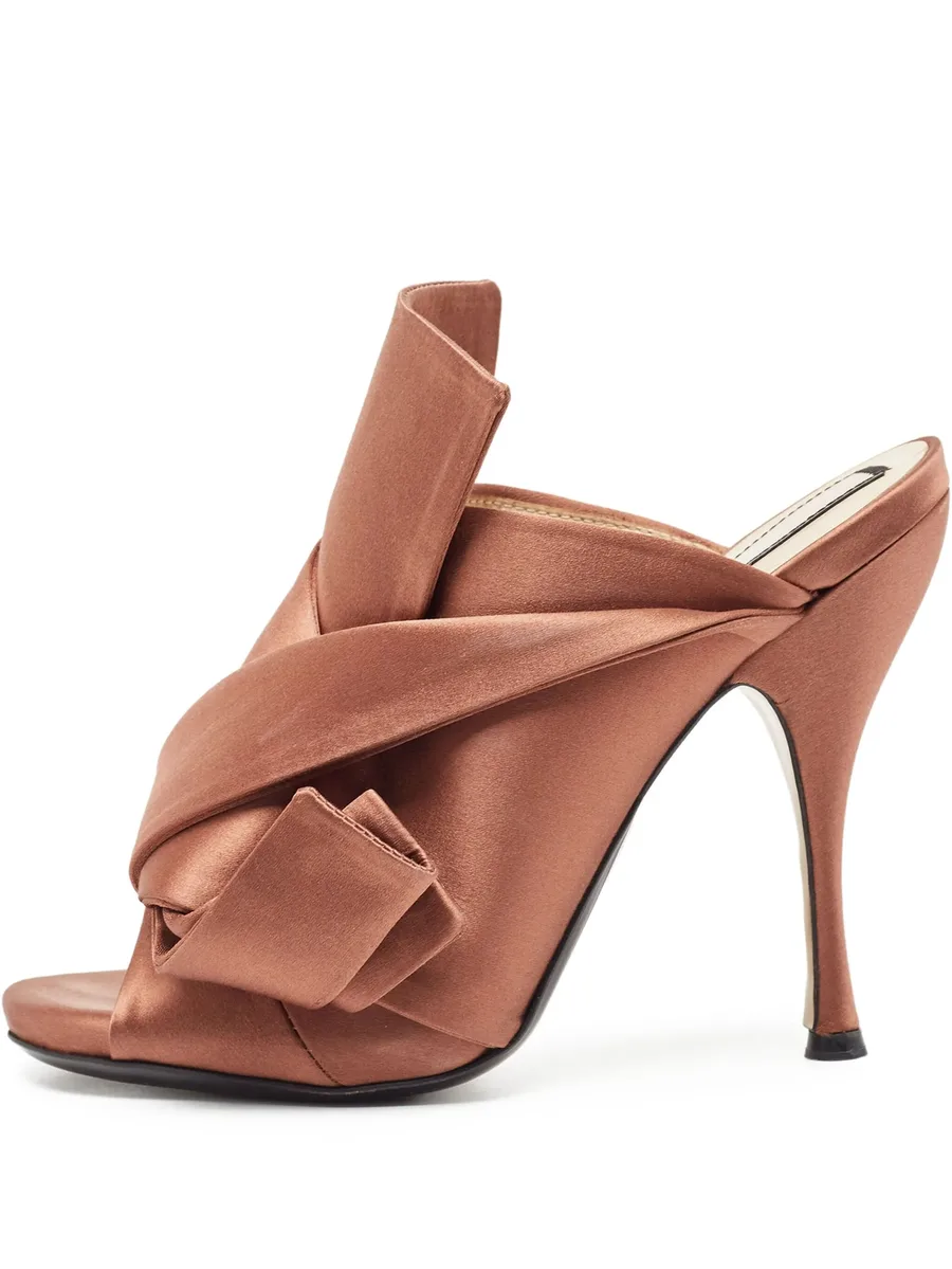 pre-owned 120mm knotted satin sandals 2