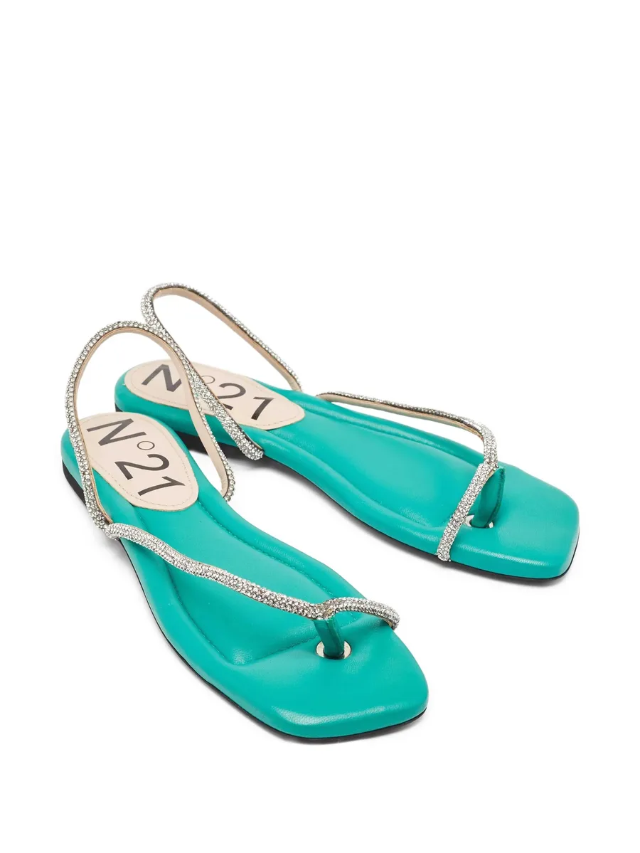 pre-owned crystal-embellished flat sandals 4