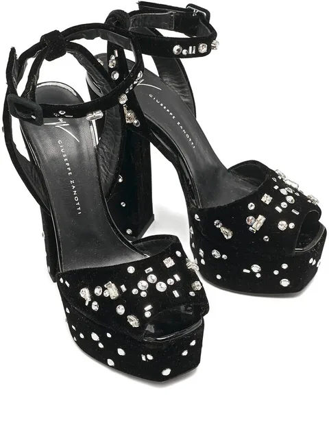 velvet embellishment sandals