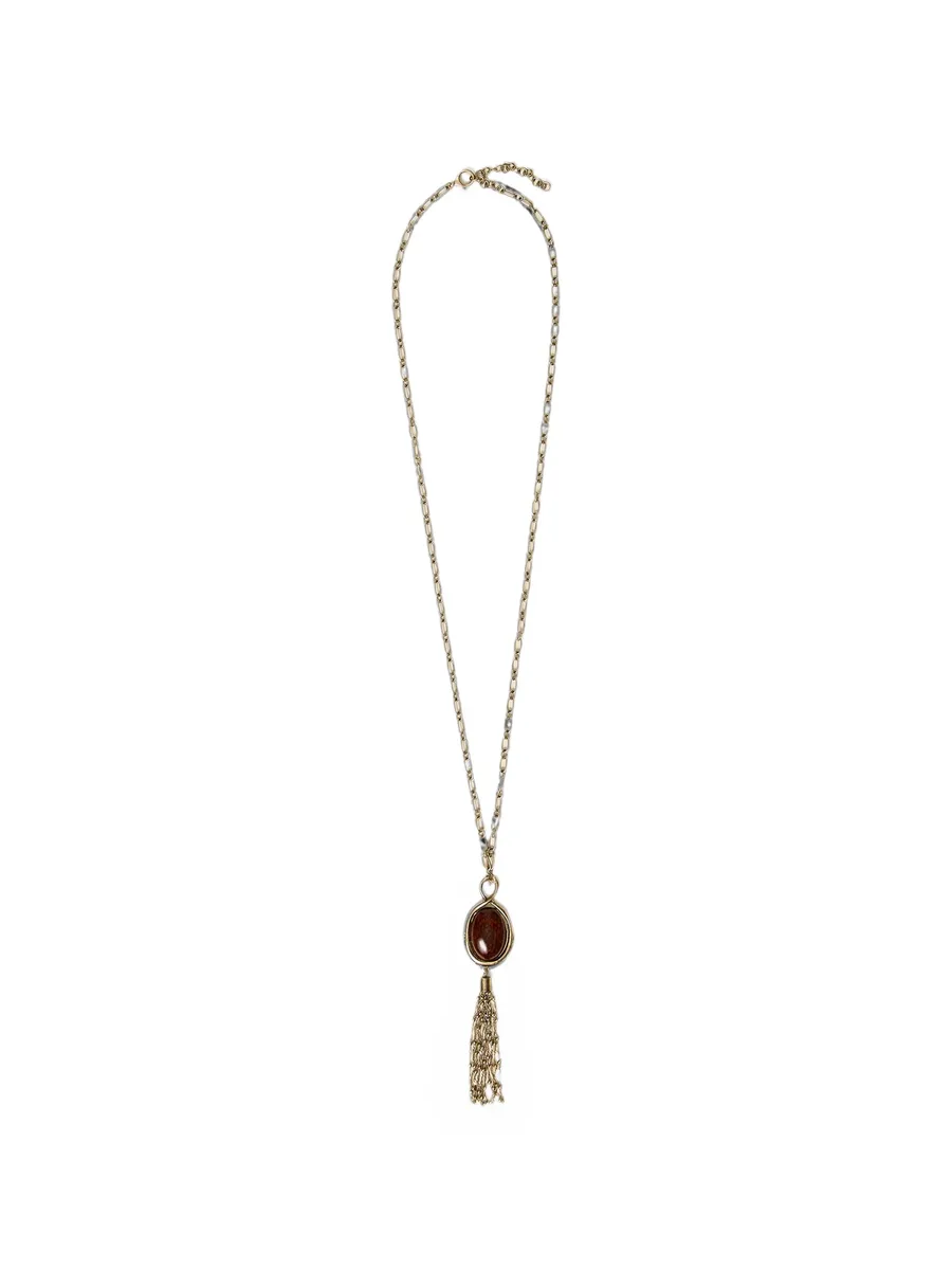 long necklace with animal print pendant 1