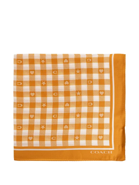 gingham-print logo-print scarf