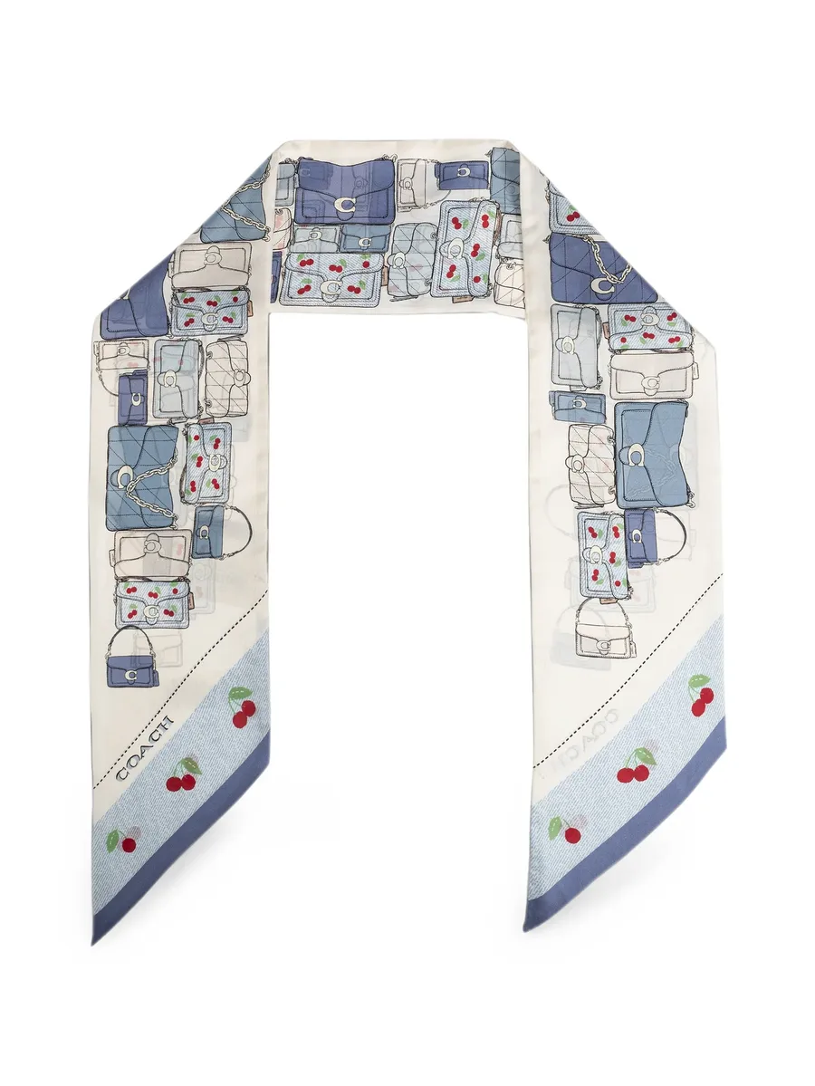 cherry-print silk scarf 1