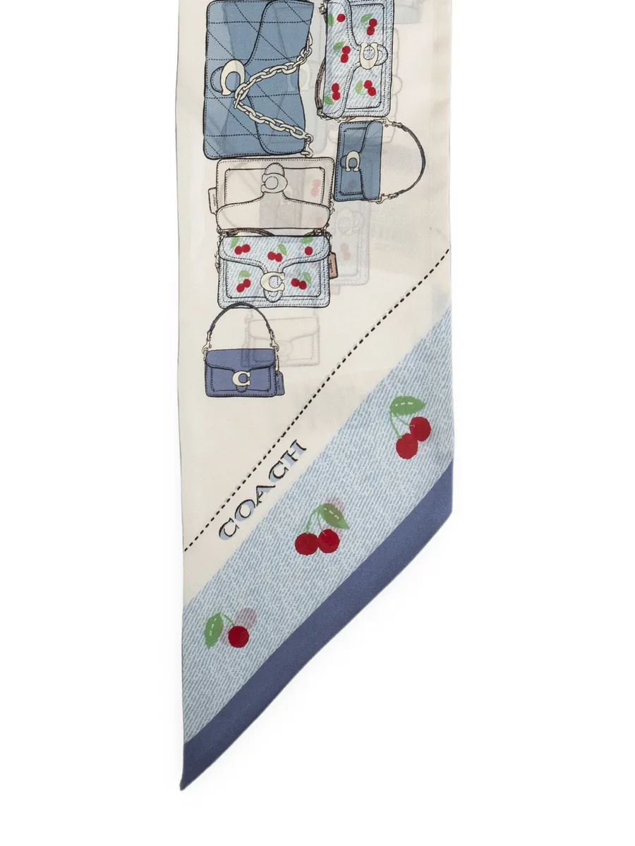 cherry-print silk scarf 2