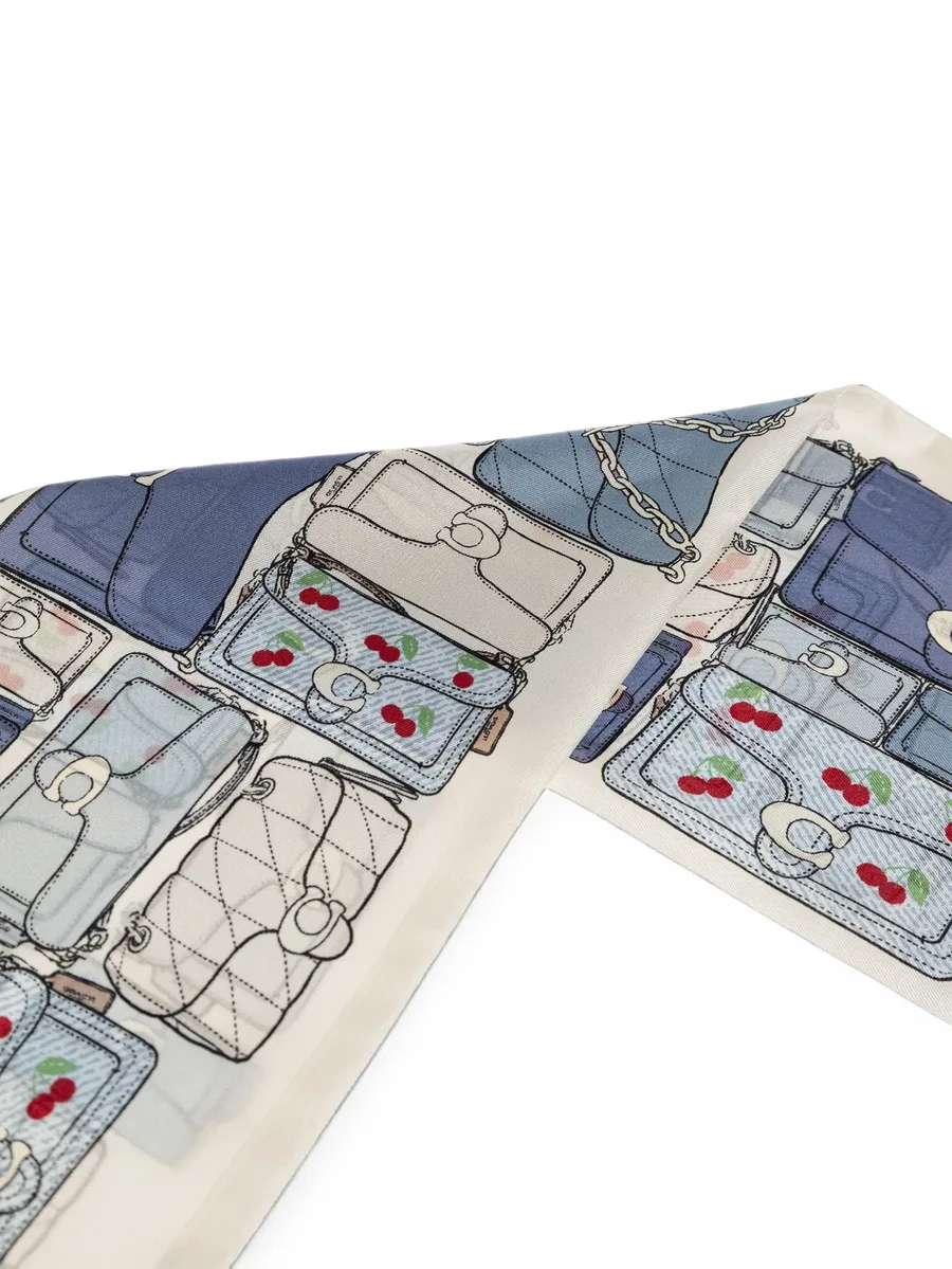 cherry-print silk scarf 3