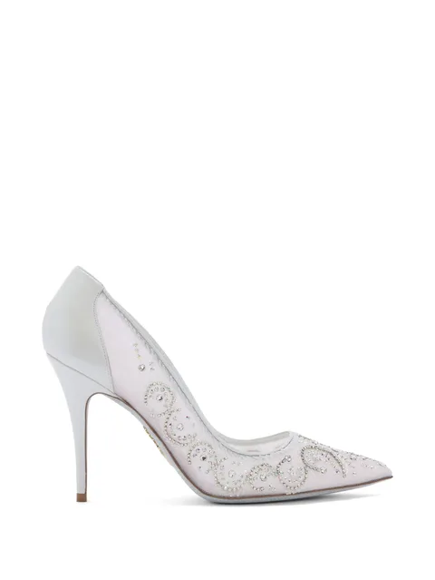 Jahanara crystal-embellished mesh pumps