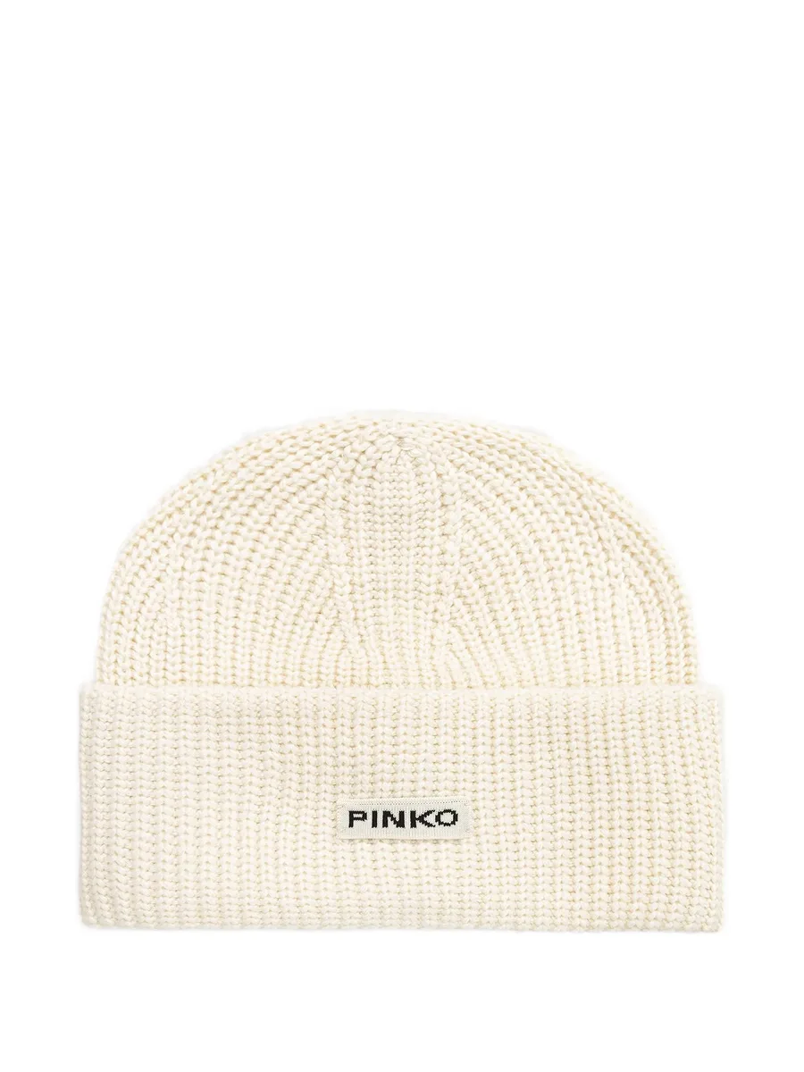 logo-patch ribbed-knit beanie hat 1