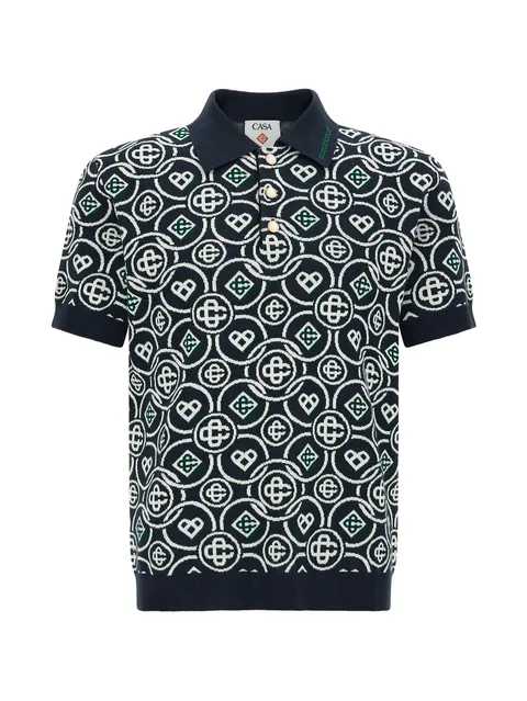 Monogram jacquard-knit polo shirt