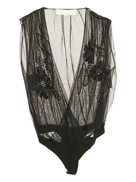 floral-embellished bodysuit