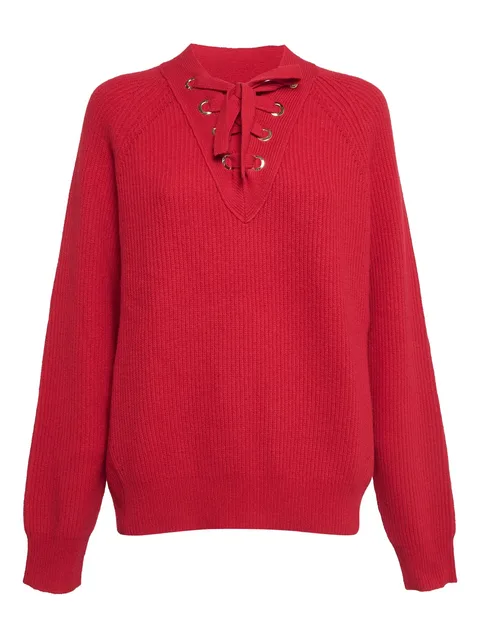 ribbed lace-up sweater
