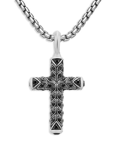 серебряная подвеска Chevron Cross с бриллиантами (47 мм)