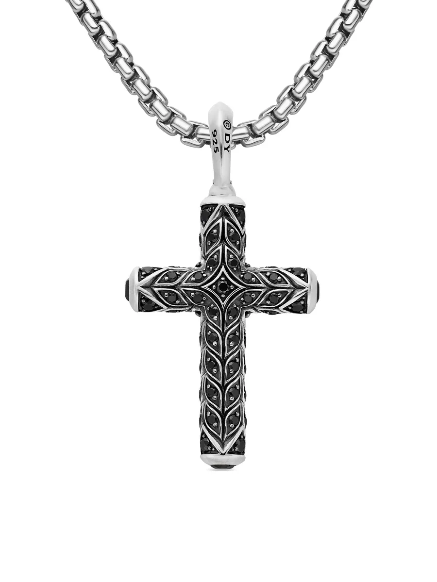 серебряная подвеска Chevron Cross с бриллиантами (47 мм) 4