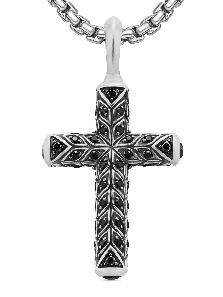 серебряная подвеска Chevron Cross с бриллиантами (47 мм) 5
