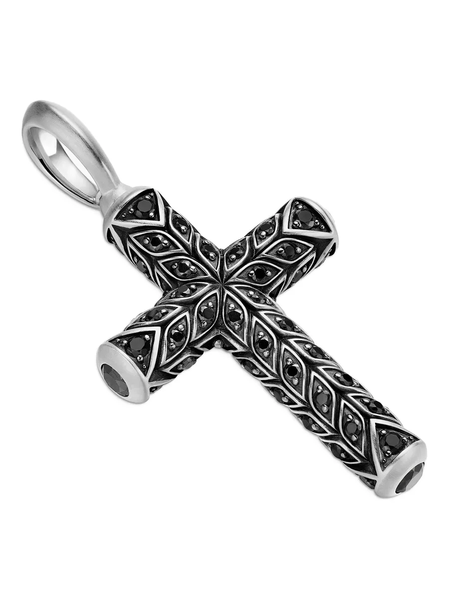 серебряная подвеска Chevron Cross с бриллиантами (47 мм) 7