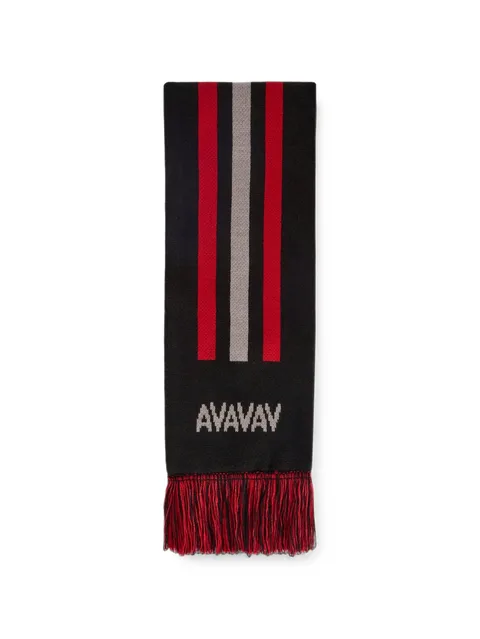 x AVAVAV logo-intarsia fringed scarf