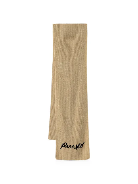 logo-embroidered ribbed scarf