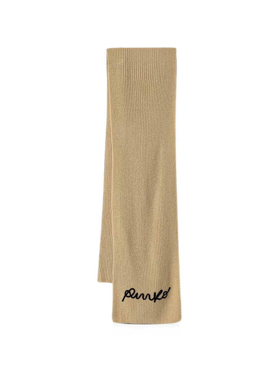 logo-embroidered ribbed scarf 1