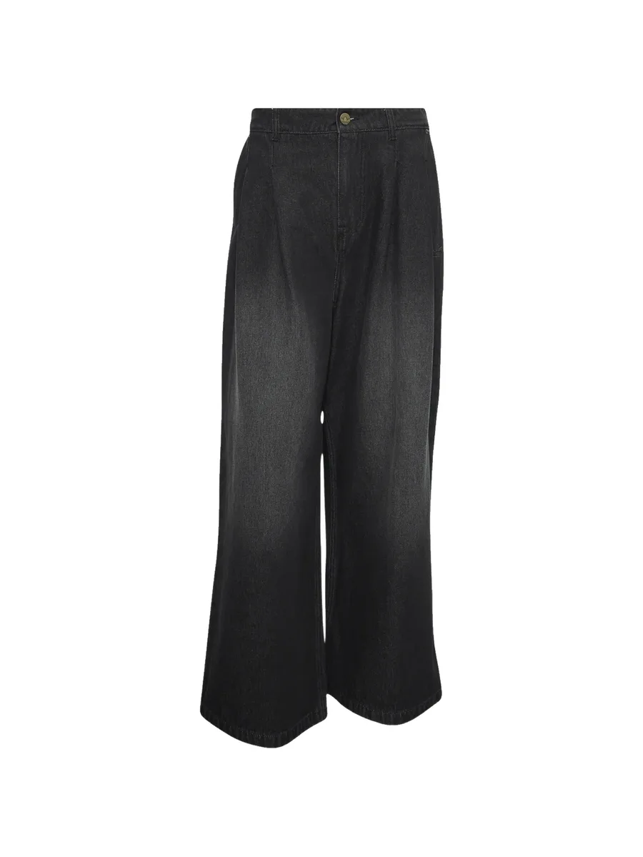 logo-embroidered wide-leg jeans 1