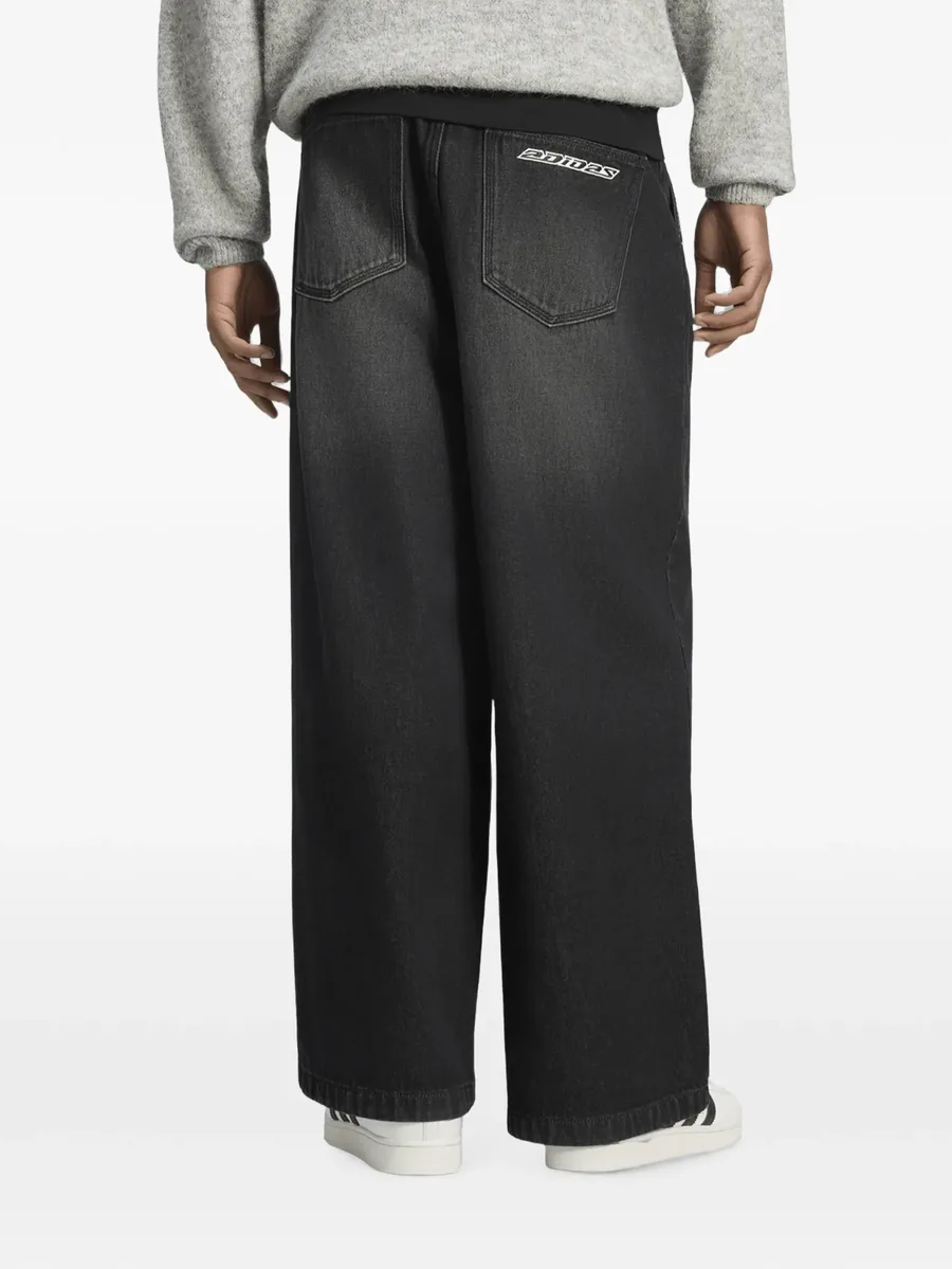 logo-embroidered wide-leg jeans 2