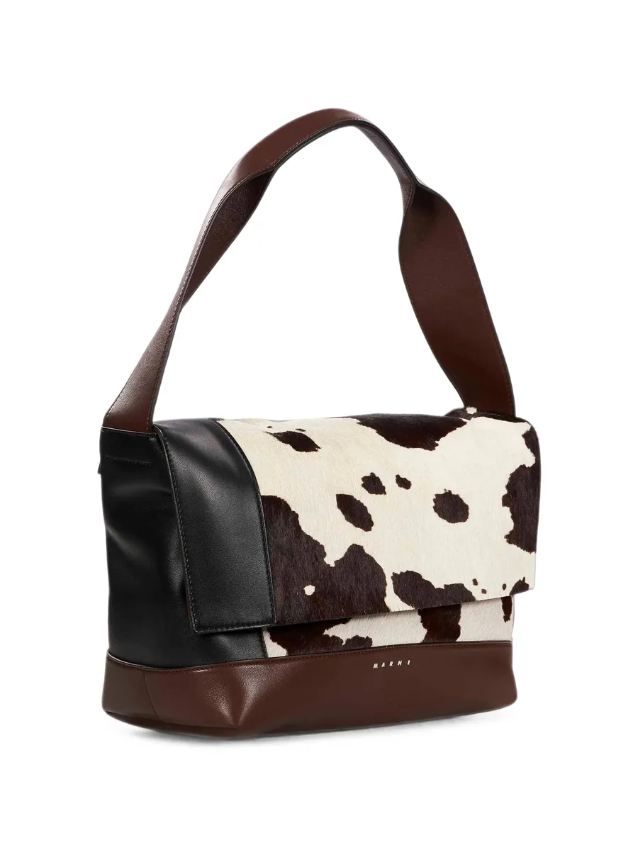 cow-print panelled shoulder bag 3
