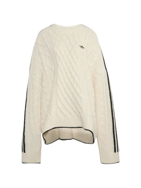 cable-knit side-stripe sweater