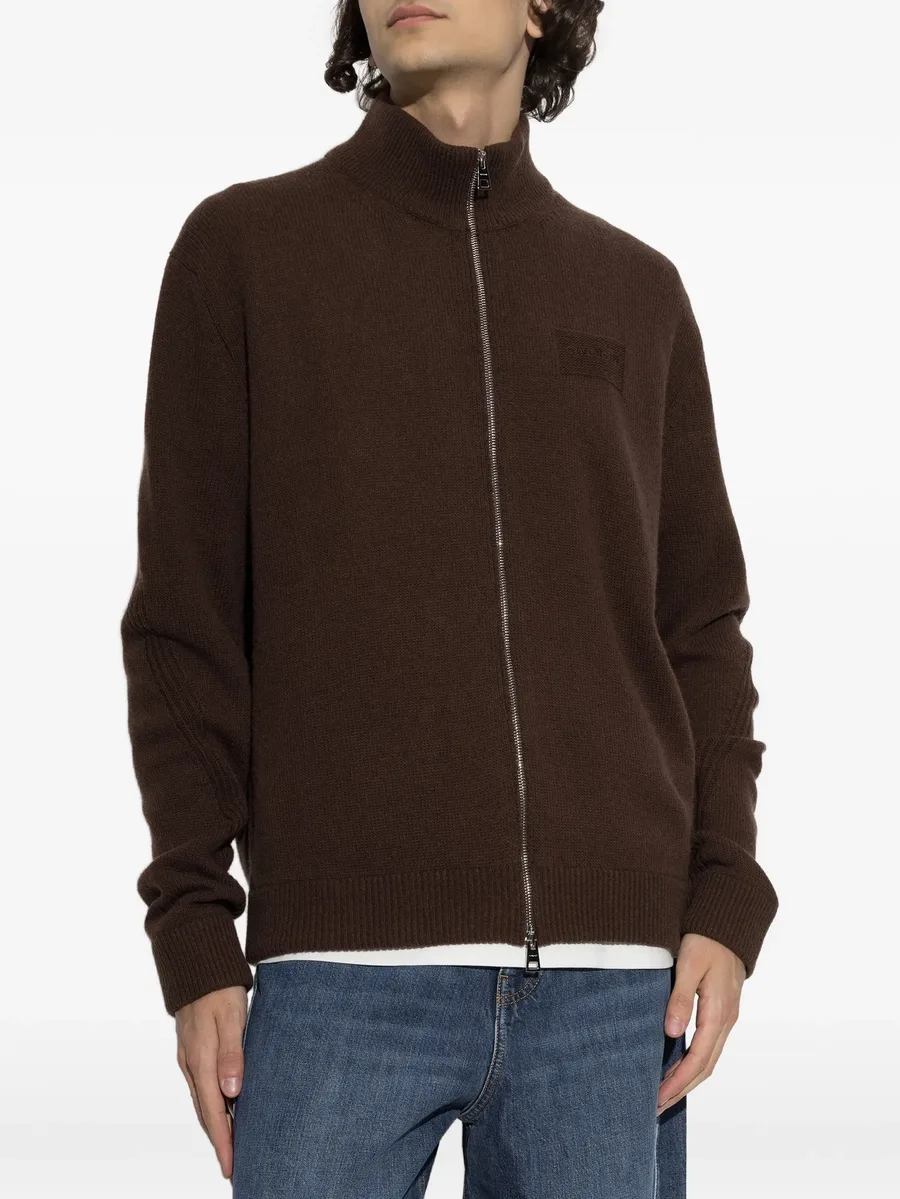 logo-embroidered zip-up cardigan 3