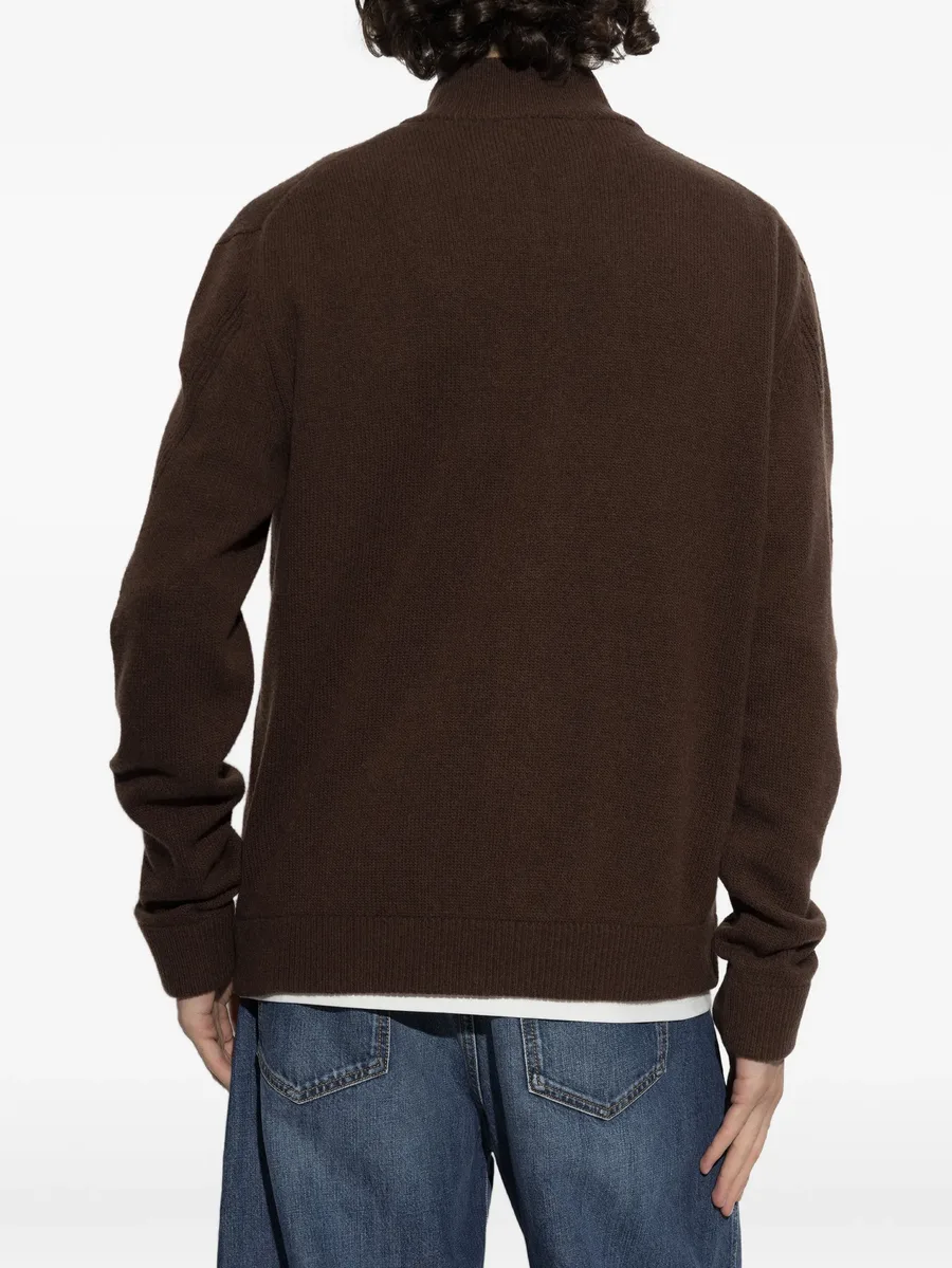 logo-embroidered zip-up cardigan 4