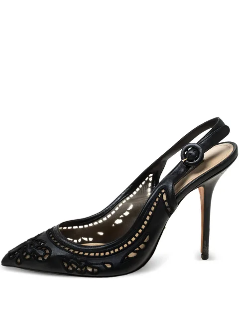 110mm Anglaise embroidered slingback sandals