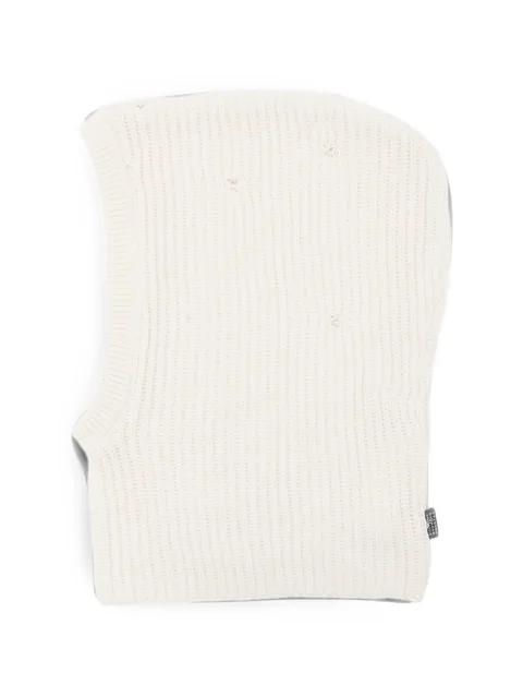 distressed ribbed-knit balaclava