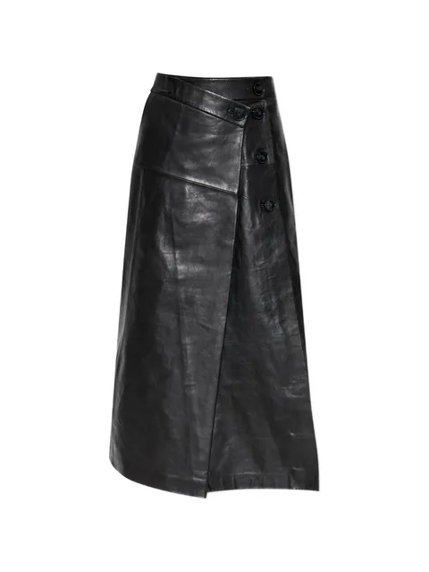 Rimera button-fastening wrap midi skirt