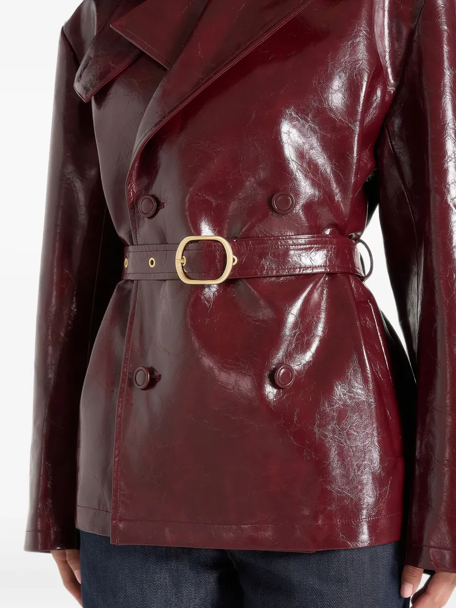 Whitney in wine red patent belted trench jacket 5