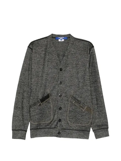 patchwork-detail button-up cardigan