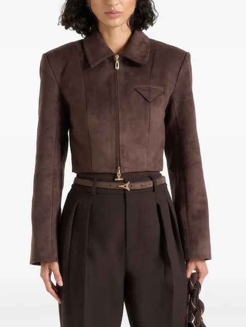 Adina in brown suede cropped jacket