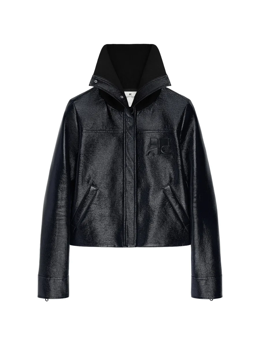 high-collar vinyl jacket 1