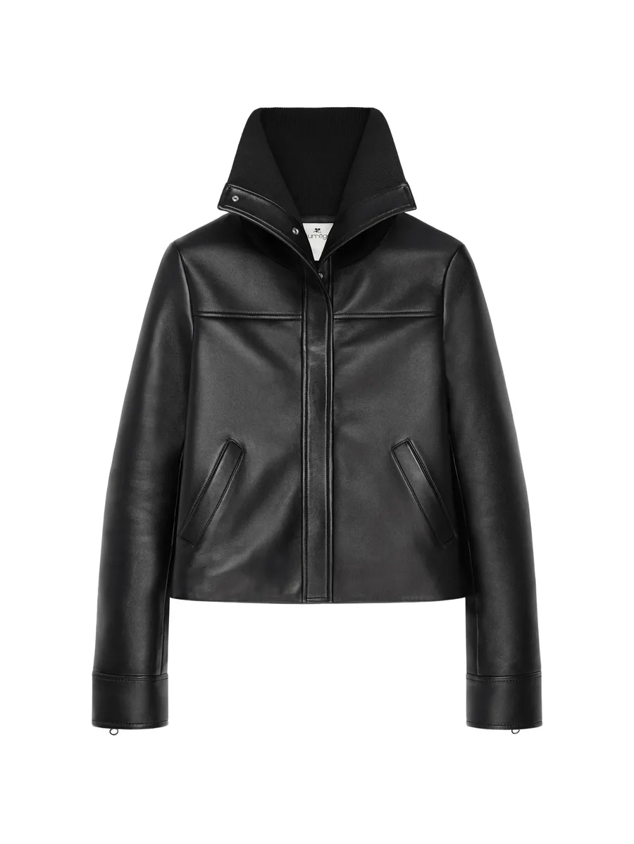 high-collar leather jacket 1
