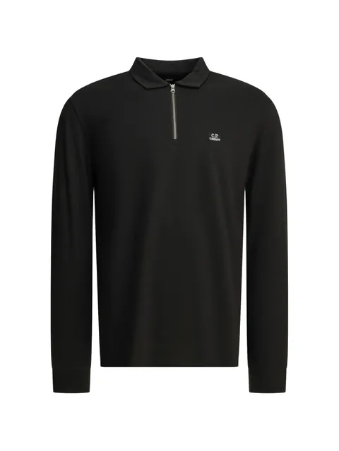 stretch piquet long sleeve zip polo