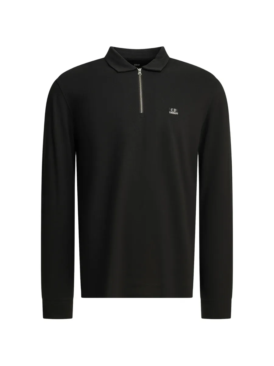 stretch piquet long sleeve zip polo 1