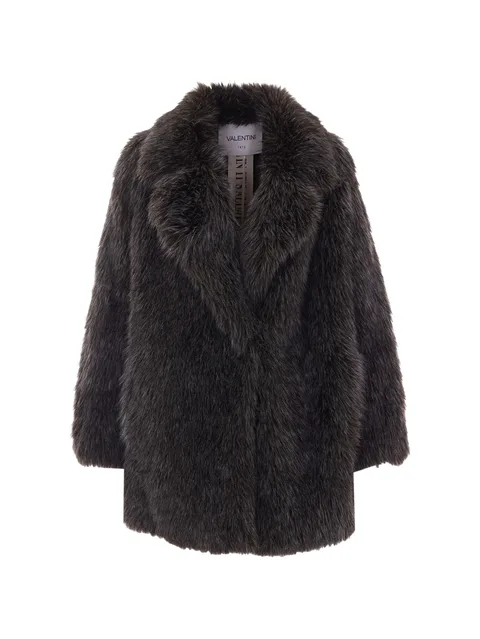 faux-fur notch-lapel coat