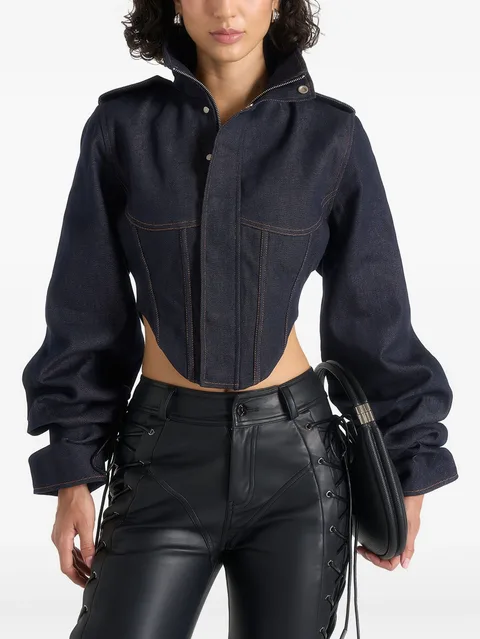 Solange denim tacked sleeve corset jacket