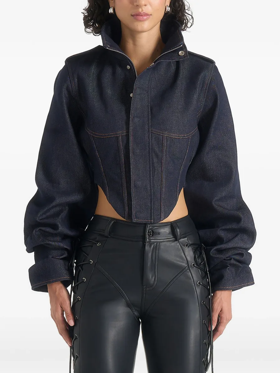 Solange denim tacked sleeve corset jacket 3