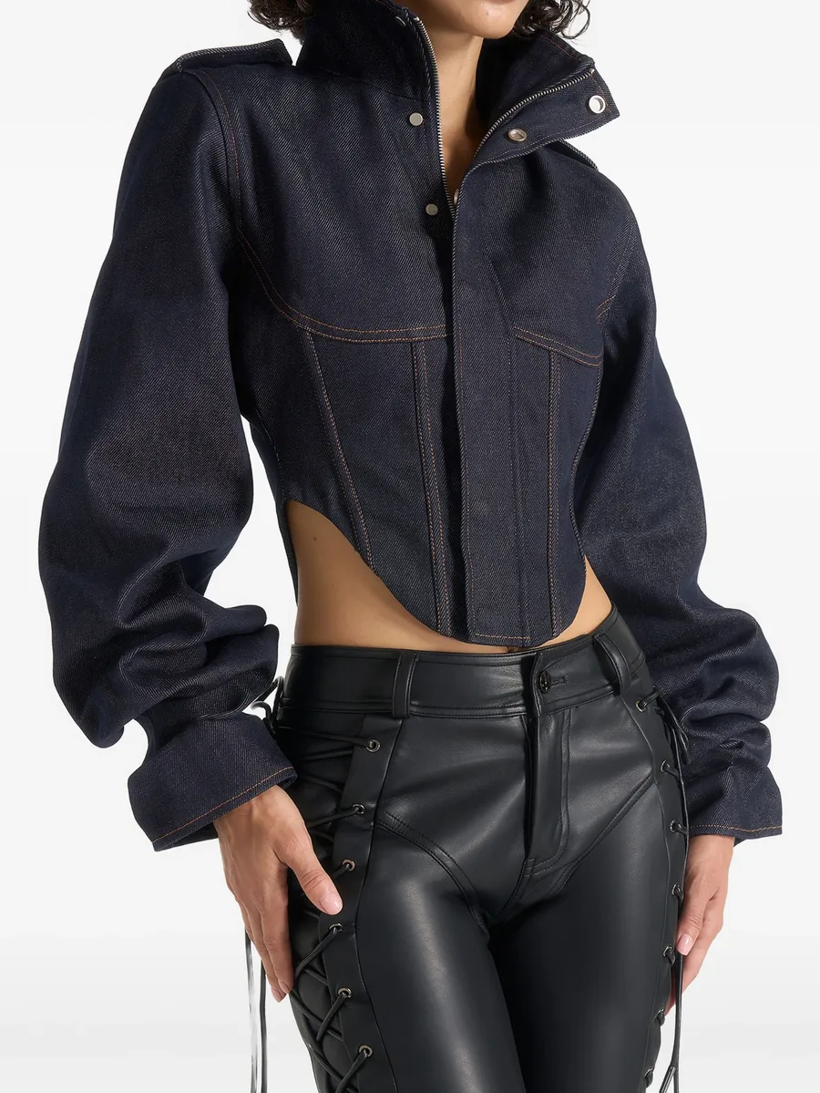 Solange denim tacked sleeve corset jacket 4